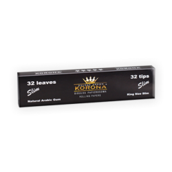 GOLDEN CROWN KORONA 24 Booklets (32 King Size Slim Cigarette Rolling Papers + 32 Filters)